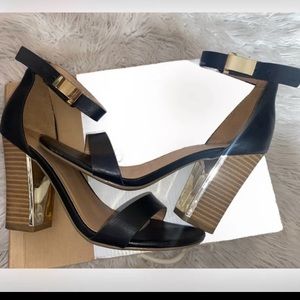 Call it spring women black and gold heels size 7 1/2